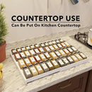 SpaceAid Bamboo White Spice Drawer Organizer, (Need 3" Deep Drawer) Expandable 4 Tier Spices Rack for Cabinet, Kitchen Seasoning Storage Insert (Jars Not Included, From 12" to 23" Wide) by CozyNest Decor