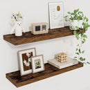 Fun Memories Floating Shelves for Wall, 22.5" Rustic Wood Deep Wall Mounted Shelves with Invisible Brackets for Decor & Storage, Floating Shelf for Living Room, Bathroom (Rustic Brown, Set of 2) by CozyNest Decor