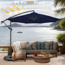 FLAME&SHADE 10ft Cantilever Patio Umbrella Outdoor, Large Offset Umbrella with Crank and Cross Base, UPF 50+ UV Protection Hanging Umbrella for Pool Deck Garden, Navy Blue by GreenHaven Gardens