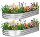 JERIA 2 Pcs 8×4×1ft Oval Raised Garden Bed,Galvanized Raised Garden Bed Kit Outdoor Metal Gardening Planter Box for Vegetable, Fruits, Flower，Herbs by GreenHaven Gardens