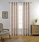 MIUCO Moroccan Embroidered Semi Sheer Curtains Faux Linen Grommet Window Drapes for Living Room 52 x 95 Inch 1 Pair Set, Linen by CozyNest Decor