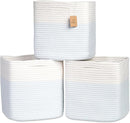 NaturalCozy 13 Inch Cube Storage Bins Cotton Rope Woven Baskets for Organizing 3-Pack | 13 x 13 Storage Cubes | Fabric Square Storage Baskets for Shelves Organizer, Kids Toy Bins, Closet Baby Nursery by TinyTreasures Baby Boutique
