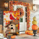 BLKWHT Fall Cardinal Bird Garden Flag 12x18 Vertical Double Sided Maple Leaves Welcome Autumn Thanksgiving Holiday Outside Decorations Burlap Yard Flag BW829 by GreenHaven Gardens