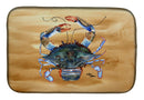 Female Blue Crab Sandy Beach Dish Drying Mat Absorbent Dish Drying Mat Pad for Kitchen Counter Dish Drainer Mat for Countertop, 14 x 21", Multicolor