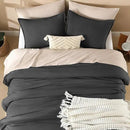 Litanika Dark Grey Oversized King Comforters Super King Plus Size, 3 Pieces Lightweight Solid Bedding Comforter Set, All Season Fluffy Bed Set (128x120In Comforter & 2 Pillowcases) by CozyNest Decor