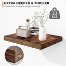 Fun Memories Floating Shelves - 2 Pack 12 Inch Deep Rustic Wooden Wall Shelves - Extra Deeper & Thicker Wall Mounted Storage Shelf for Living Room, Kitchen, Farmhouse - 16" W x 12" D x 1.5" H - Brown by CozyNest Decor
