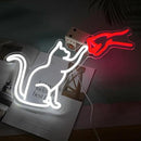 LISIGNVE Cat Handshake Neon Sign Human Beings and Animals Neon Light for Wall USB Light Up Sign Cat Led Sign for Pet Shop Bedroom School Museum Zoo (16.5”*12.6”) by CozyNest Decor