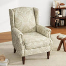 UIXE High Back Floral Accent Chair, Upholstered Armchair in Fabric for Living Room, Retro Wingback Arm Chair Comfy Single Sofa Bedroom Reading Seat with Solid Wood Legs, White by CozyNest Decor