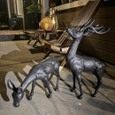 Elegant Pair of Cast Iron Deer Sculptures -22" and 11.4" Tall Male and Female Set for Outdoor Garden Decor, Realistic Animal Statues HC3672-5691 by CozyNest Decor