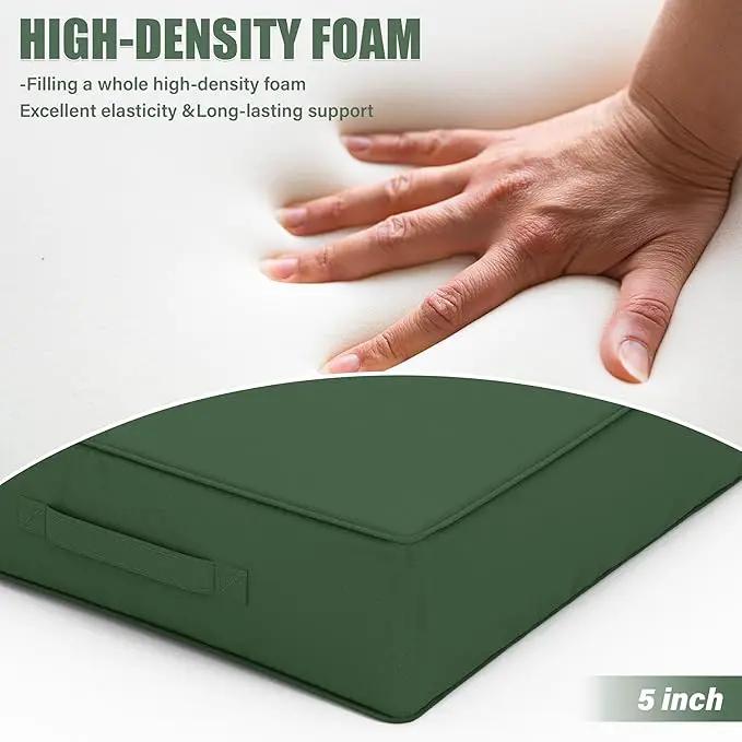 Patio Chair Cushions 24 X 24 X 5 Inch Waterproof Outdoor Seat Cushions for Patio Furniture, Outdoor Sofa Couch Pads with Ties & Handle, Set of 2, Green, photo 6 of 7