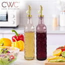 COOK WITH COLOR Glass Olive Oil Bottle Dispenser - 2 Pack- 17oz Oil and Vinegar Cruet - Olive Oil Carafe Decanter for Kitchen by CozyNest Decor