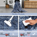 COZYLOOM Living Room Rug 9x12 Machine Washable Area Rugs Modern Abstract Floor Cover Non Slip Low Pile Geometric Mats Stain Resistant Foldable Carpet for Dining Room Bedroom, Blue by TinyTreasures Baby Boutique