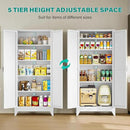 75" Tall Pantry Cabinet,Farmhouse Kitchen Pantry Storage Cabinets with 2 Doors and 5 Shelves,White Metal Storage Cabinet,Large Cupboard for Home,Kitchen,Dining/Living Room by CozyNest Decor