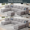 L Lengend Vansen Modular Sectional Sofa U Shaped Couch with Ottoman Modern Reversible Corner Sectional Couch for Living Room (Light Grey, U Shaped Sofa-4) by CozyNest Decor