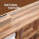 8 Cube Storage Organizer Bookshelf, Industrial Horizontal Bookcase, Accent Cubby Shelf, Media Console Table for Living Room, Home Office, 63 Inches, Light Oak by CozyNest Decor