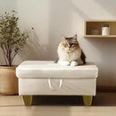 Ottoman Rectangular Storage Ottoman Bench, Faux Leather Footrest, Coffee Table, Stool Footstool with Hinged Lid for Living Room, Bedroom, Entryway, Pearl White, 28.5"x19"x17.5" by CozyNest Decor