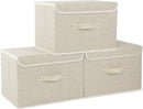 Fabric Storage Bins Cube Organizers with Flip-Top Lid and Handles,Storage Boxes for Organizing Home,Office,and Closet,Grey and Beige,3 Pack 15 x 9.8 x 9.8 in by CozyNest Decor