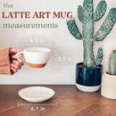 Mora Ceramic Latte Art Mug With Saucer - 10.5 oz, Round Bottom For Perfect Pours - Cafe Cups for Cappuccino, Espresso, Coffee, Tea etc - Porcelain Set for Baristas, Great Gift - Vanilla White by CozyNest Decor