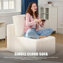 Single Sofa 1 Seat Couch with Deep Seat Memory Foam Cloud Chair with Pillows Large Sofa with L Shape for Living Room Bedroom (Strip White, Single) by CozyNest Decor