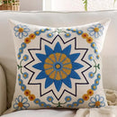 Embroidered Throw Pillow Cover 18x18 Classic Boho Floral Pattern Pillows Cover Outdoor Decorative Pillowcase,Durable Cozy Textured Cushion Case for Sofa Couch Bed Living Room,Blue Orange by CozyNest Decor