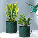 8/7/6 inch Plant Pots, 3 Pack Cylindrical Flower Pots for Outdoor Indoor Plants, Decorative Plastic Planters with Drainage Holes and Saucers for Garden House Plants, Black with Green Speckles by GreenHaven Gardens