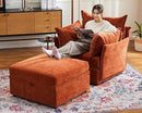 Oversized Accent Chair, Upholstered Modern Sofa Chair with Removable Backrest & Detachable Cover, 24.5" Deep Seat Large Reading Armchair for Living Room Bedroom - Chenille Terracotta Set of 2 by CozyNest Decor