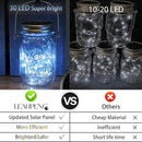 Mason Jars Lids 30 LED 12 Pack Solar Fairy Firefly Lights - Solar Lantern Hanging Lights for Patio Yard Garden Wedding Decorations - Cool White by GreenHaven Gardens