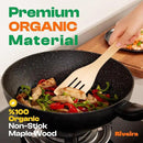Riveira Maple Wooden Cooking Utensils Set of 6 Premium Non-Toxic Wooden Spoons & Spatula for Cooking by CozyNest Decor