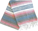 Del Mex Classic Mexican Blanket, Large Authentic Woven Falsa Throw (70"x50"), Artisan Southwest Décor for Beach, Yoga, Outdoors (Light Pink/Blue) by CozyNest Decor