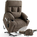 Power Lift Recliner Chair for Elderly with Extended Footrest, Infinite Position Lay Flat Recliner Chair for Adult W/Massage & Heating, Adjustable Headrest, 3-Motor Zero Gravity,Cup Holder, Fabric by CozyNest Decor