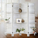 Room Divider with Shelves, Privacy Screen, Room Dividers and Folding Privacy Screens, 4 Panel Wood Temporary Wall Partition Separation Separator, Coconut by CozyNest Decor