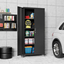 73" H Metal Garage Storage Cabinet with Wheels,Rolling Tool Storage Cabinet with 2 Doors and 4 Adjustable Shelves for Garage,Home,Office,Warehouse,Workshop, Required-Assembly,Black by GreenHaven Gardens