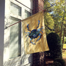 Blue Male Crab  Sandy Beach House Flag 28x40 Porch Sleeve Pole Decorative Outside Yard Banner Artwork Wall Hanging, Polyester