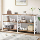 LVB Industrial Entryway Table, Farmhouse Rustic Console Table Behind Couch, Long Metal Sofa Table with Storage Shelf, Modern Hallway Table for Living Room Bedroom,White and Rustic Oak,63 inch by CozyNest Decor