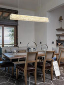 Modern Crystal Chandelier Silver Rectangular Crystal Chandelier Contemporary Linear Pendant Ceiling Light Fixture for Living Dining Room Kitchen Island (L 40") by CozyNest Decor