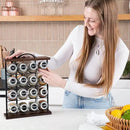 Orii 16 Jar Acacia Wood & Metal Wire Spice Rack with Spices Included, Storage for Spices and Seasoning, Black & Brown by CozyNest Decor