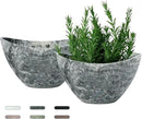 LaDoVita Plant Pots with Drainage Holes, 12 Inch Large Planters for Indoor Plants, Plastic Flower Pots Outdoor, 2 Pack, Marble Pattern Grey by GreenHaven Gardens