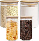 Glass Storage Jars Set Elegant Containers with Airtight Bamboo Lids, Perfect for Kitchen Organization - Flour, Rice, Pasta, Sugar, Coffee Beans (2 packs(37oz) / 2 packs(111oz)) by CozyNest Decor