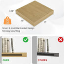 Square Floating Shelves for Wall, 12" W x 12" D x 1.2" H, Small Wooden Wall Mounted Display Shelves with Invisible Brackets for Living Room, Bedroom, Bathroom, Kitchen Decor, Set of 3, Oak by CozyNest Decor