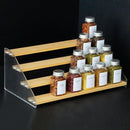 nianfeng Tiered Spice Rack, 4-Tier Spice Pantry Kitchen Cabinet Organizer, 16-Inch, Natural Wood Acrylic Stair Riser Stand, Countertop Seasoning Shelf by CozyNest Decor
