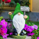Solar Gnome Outdoor Garden Fall with Solar Lantern - 11’’Halloween Autumn Welcome Gnomes Decorations for Yard Patio (Green & White) by CozyNest Decor