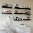 RICHER HOUSE Floating Wall Mounted Shelves, 8pc Set with Lip - Black Nursery Book Shelves for Bedroom, Bathroom, Kitchen Decor Storage by CozyNest Decor