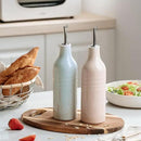 famiware Jupiter 16oz Ceramic Olive Oil Dispenser Bottle, Olive Oil and Vinegar Dispenser Bottle Set of 2 with Stainless Steel Pourers, Suitable for Storage Vinegar, Liquids, Light Blue & Light Pink by CozyNest Decor