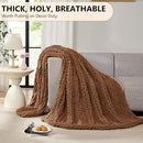 L'AGRATY Chunky Knit Blanket Throw: 72''x84'' Chenille Chunky Knitted Throw Blanket for Bed Couch - Handmade Thick Big Cable Knit Blanket - Large Chunky Crochet Rope Blanket for Home Decor(Brown) by CozyNest Decor