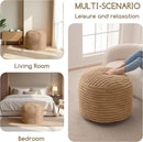 HIGOGOGO Round Stuffed Pouf Ottoman, Stripe Faux Fur Poufs with Foam Chunk Filling, Furry and Fluffy Pouf Foot Stool Storage Ottoman, 26 X 18 Floor Poufs Foot Rest for Living Room, Brown by CozyNest Decor