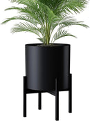 FaithLand Plant Pot 14 inch - Perfectly Fits Mid-Century Modern Plant Stand - Drainage Plug and Drainage Mesh Screen - Matte Black by GreenHaven Gardens