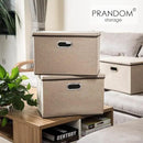 PRANDOM Extra Large Collapsible Storage Bins with Lids [5-Pack] Linen Fabric Foldable Storage Baskets Boxes Organizer Containers Cube with Cover for Bedroom Closet Office Nursery (22.8x15.75x13.8) by CozyNest Decor