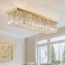 Rectangle Chandelier 8-Light Crystal Chandeliers, Modern Dining Room Light Fixture Luxury Gold Rectangular Flush Mount Chandelier Ceiling Light for Dining Room Living Room Kitchen Island Bar L40 Inch by CozyNest Decor