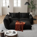 Modern Minimalist Chenille Modular Sectional Sofa, Deep-Seat 3-Seater L-Shaped Couch with Movable Ottoman and Thick Cushions, Upholstered Sofa for Living Room, Bedroom, Office, Apartment(Black L Sofa) by CozyNest Decor