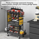 CCCEI Garage Power Tools Organizer Cart with Charging Station, Black Floor Standing Rolling Drill and Tools Battery Storage Cart on Wheels. Yellow Utility Rack Gift for Men, Husband, Father. by GreenHaven Gardens